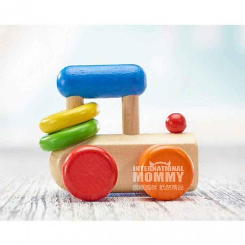 Selecta Jerman Selecta bayi kayu warna troli mencengkeram mainan versi luar negeri