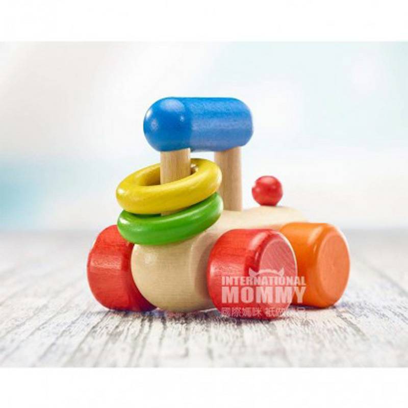 Selecta Jerman Selecta bayi kayu warna troli mencengkeram mainan versi luar negeri