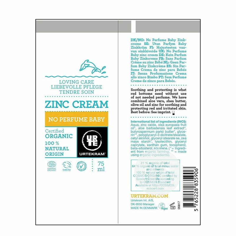 URTEKRAM Danish Baby Organic Zinc Cream Overseas Edition