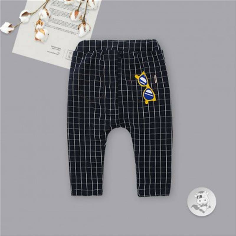 Verantwortung bayi laki-laki dan perempuan saku kotak-kotak kacamata keren ditambah celana PP beludru abu-abu gelap