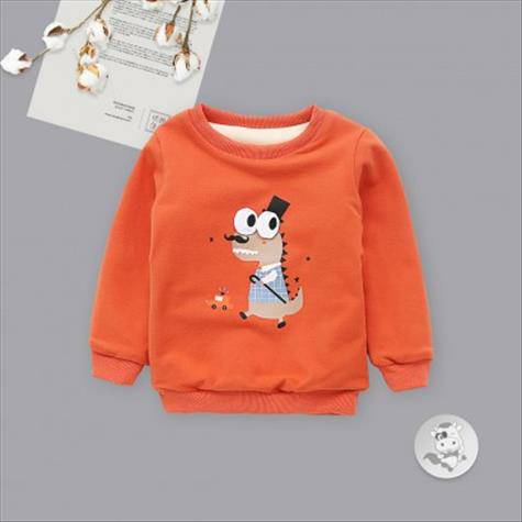 Verantwortung jantan dan betina bayi dinosaurus bermata besar ditambah sweter beludru oranye