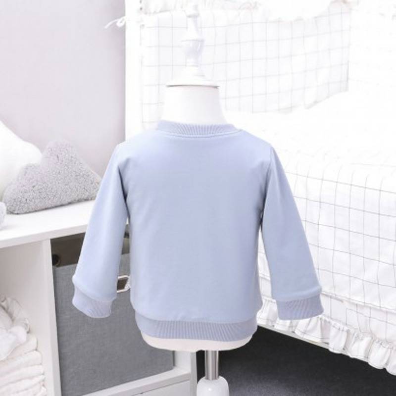 Verantwortung zebra saku bayi laki-laki dan perempuan ditambah sweter beludru abu-abu biru