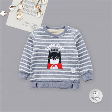 Verantwortung bayi laki-laki dan perempuan SUPER garis-garis pahlawan ditambah sweter beludru abu-abu