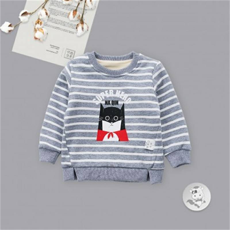 Verantwortung bayi laki-laki dan perempuan SUPER stripes ditambah sweater beludru pullover hijau