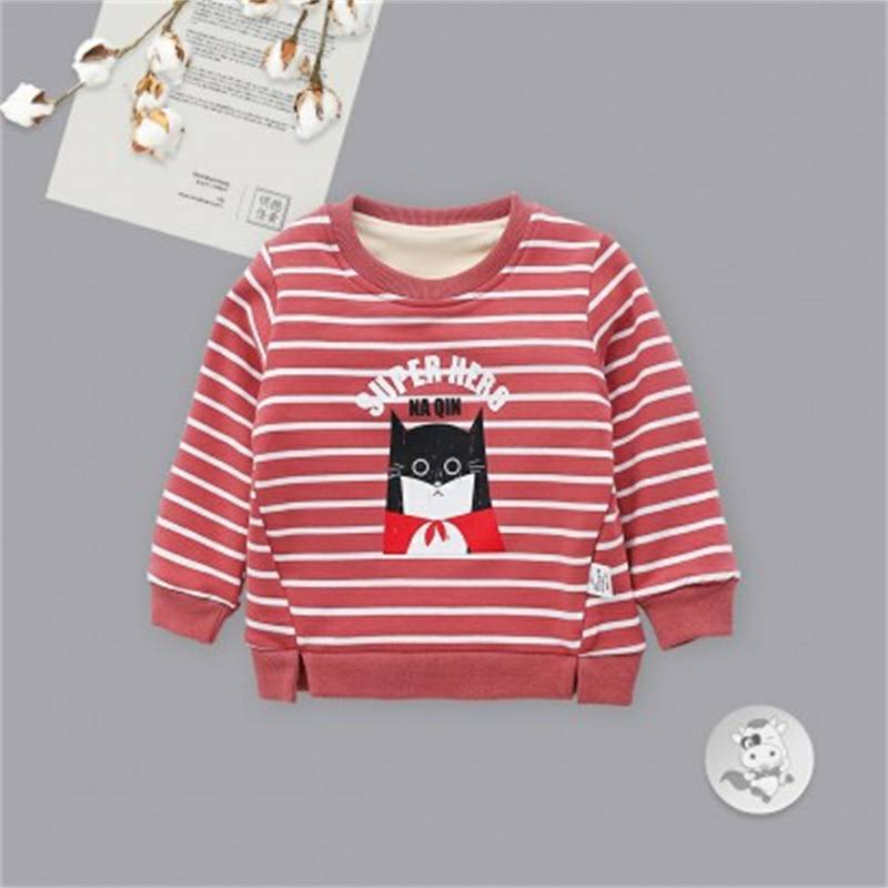 Verantwortung bayi laki-laki dan perempuan SUPER stripes ditambah sweater beludru pullover hijau