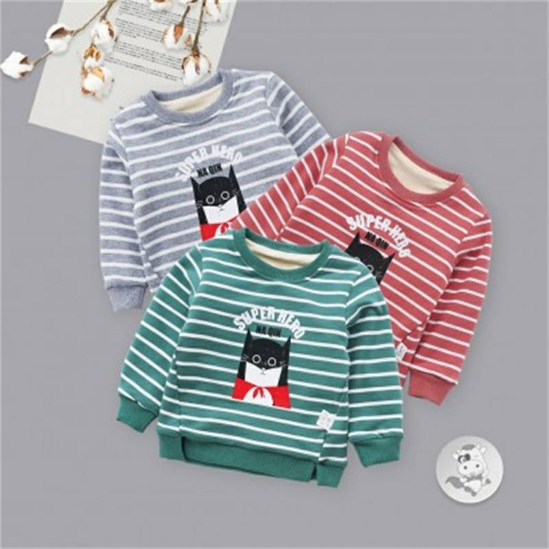 Verantwortung bayi laki-laki dan perempuan SUPER stripes ditambah sweater beludru pullover hijau