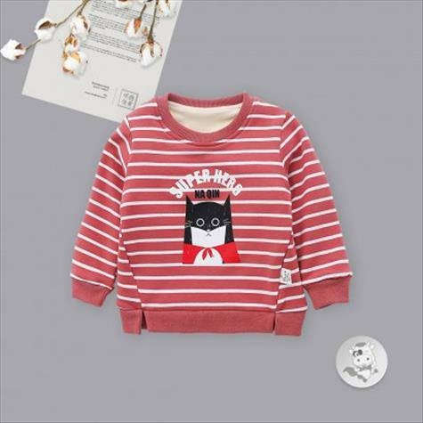 Verantwortung bayi laki-laki dan perempuan SUPER garis-garis pahlawan ditambah sweater beludru pullover besi merah