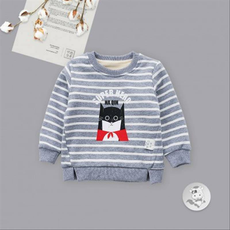 Verantwortung bayi laki-laki dan perempuan SUPER garis-garis pahlawan ditambah sweater beludru pullover besi merah