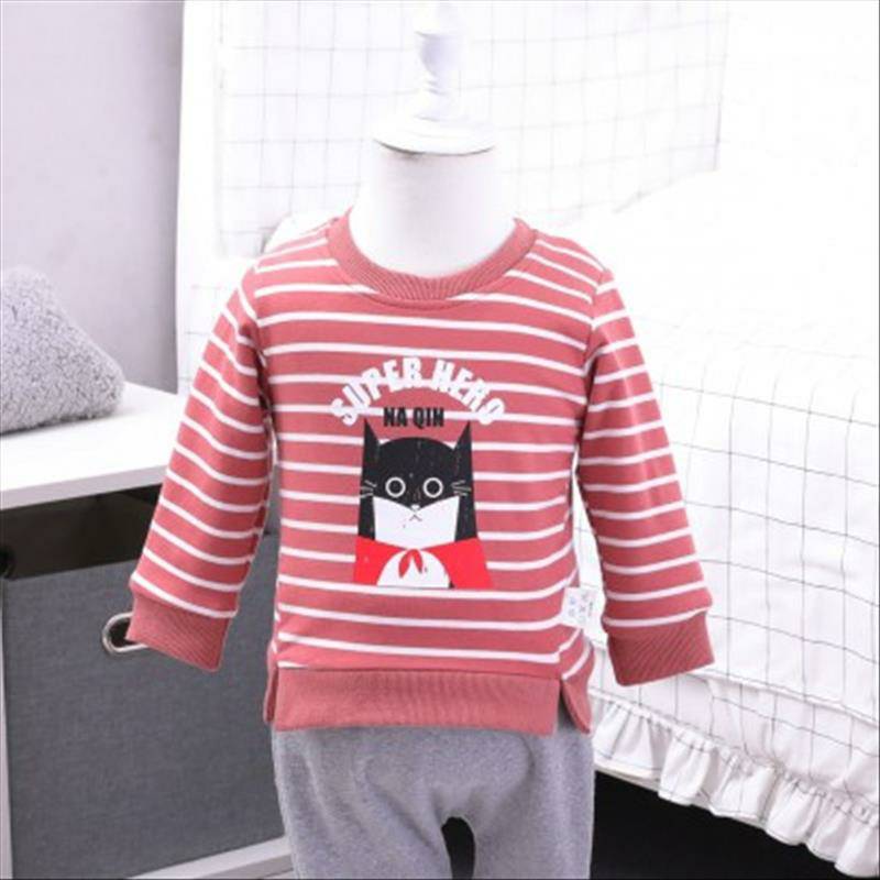 Verantwortung bayi laki-laki dan perempuan SUPER garis-garis pahlawan ditambah sweater beludru pullover besi merah