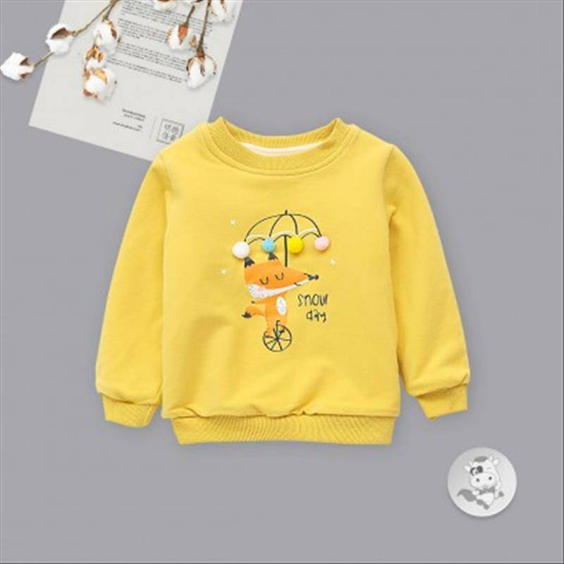 [2 Buah] Verantwortung jantan dan betina bayi rubah kecil pullover ditambah sweater beludru kuning + garis-garis penutup