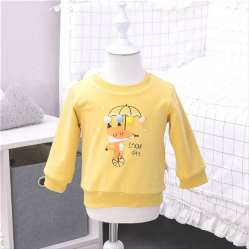 [2 Buah] Verantwortung jantan dan betina bayi rubah kecil pullover ditambah sweater beludru kuning + garis-garis penutup
