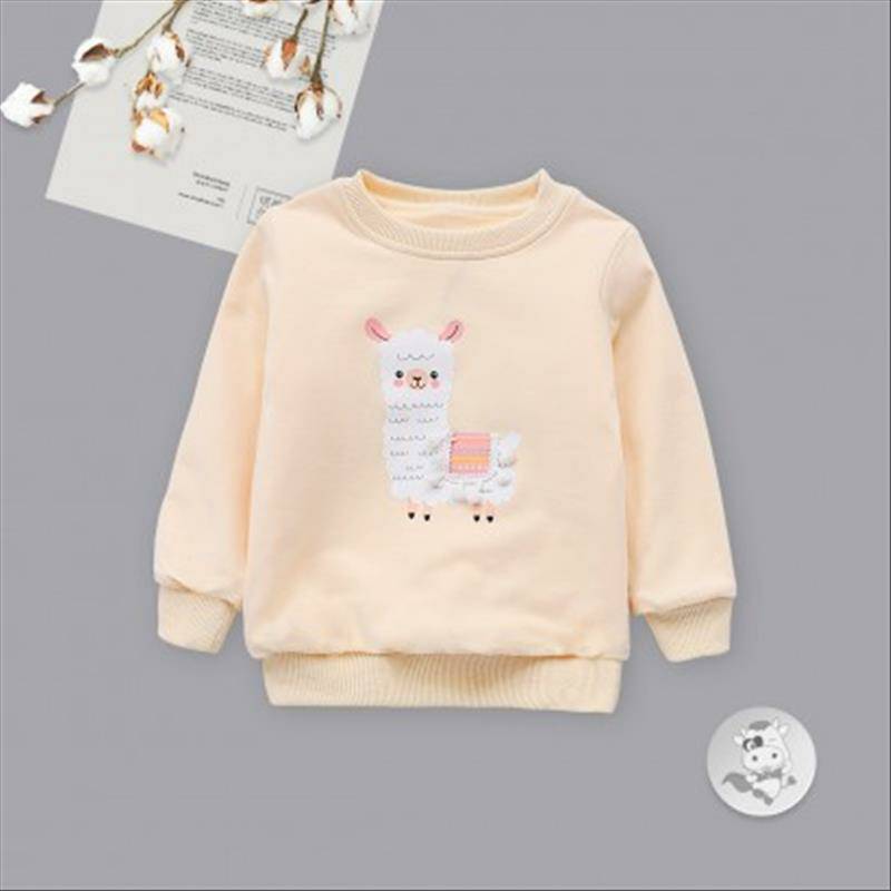 [2 lembar] Verantwortung betina bayi domba betina ditambah beludru sweater pullover krem + garis-garis telinga berdiri m