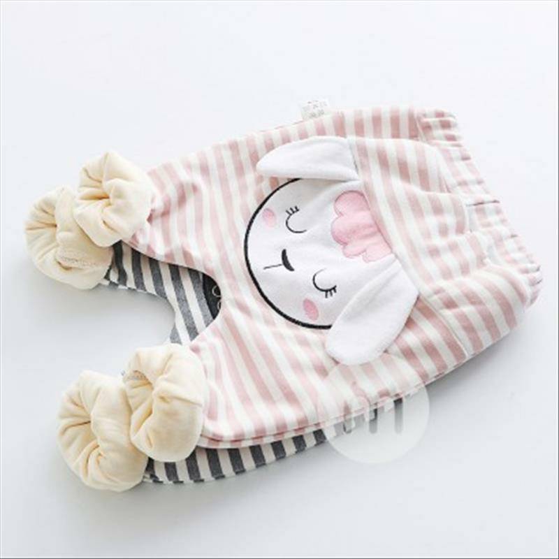 [2 lembar] Verantwortung betina bayi domba betina ditambah beludru sweater pullover krem + garis-garis telinga berdiri m