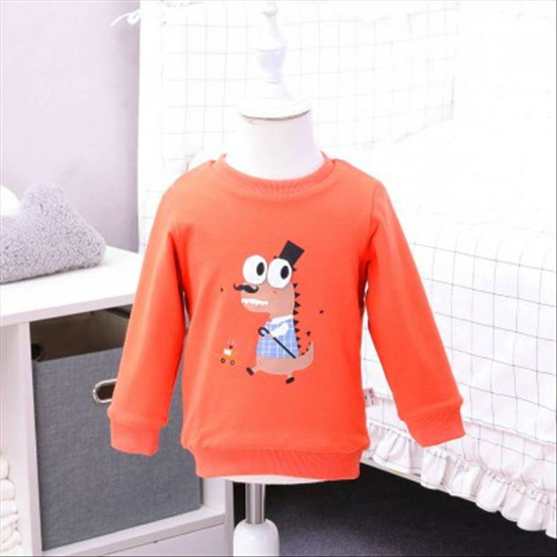 [2 Buah] Verantwortung jantan dan betina bayi dinosaurus bermata besar pullover ditambah sweater beludru oranye + garis-