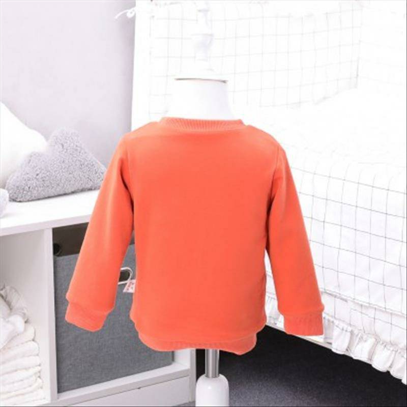 [2 Buah] Verantwortung jantan dan betina bayi dinosaurus bermata besar pullover ditambah sweater beludru oranye + garis-