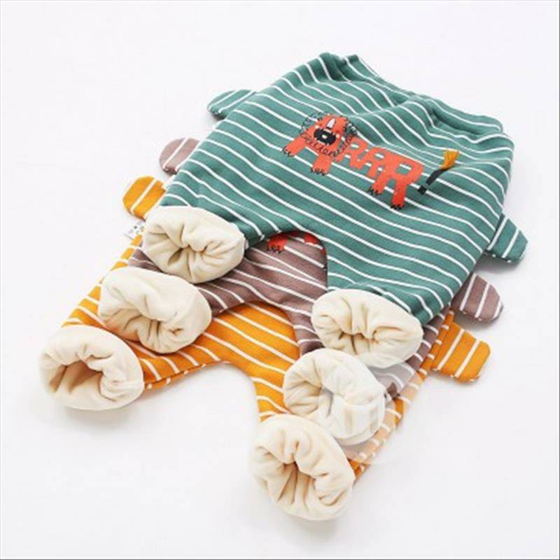 [2 Buah] Verantwortung jantan dan betina bayi dinosaurus bermata besar pullover ditambah sweater beludru oranye + garis-