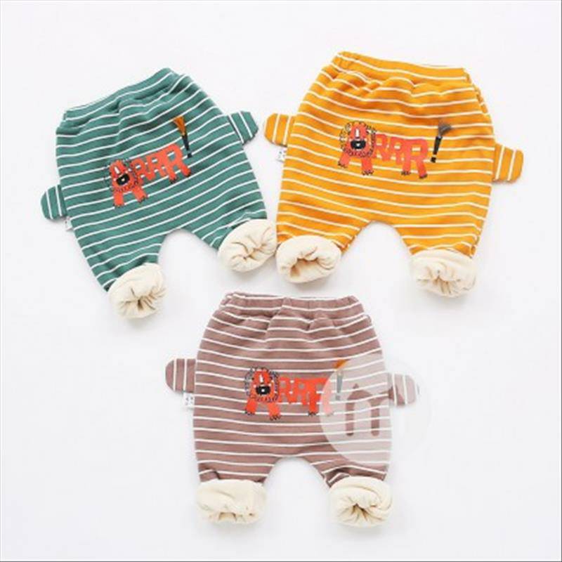 [2 Buah] Verantwortung jantan dan betina bayi dinosaurus bermata besar pullover ditambah sweater beludru oranye + garis-