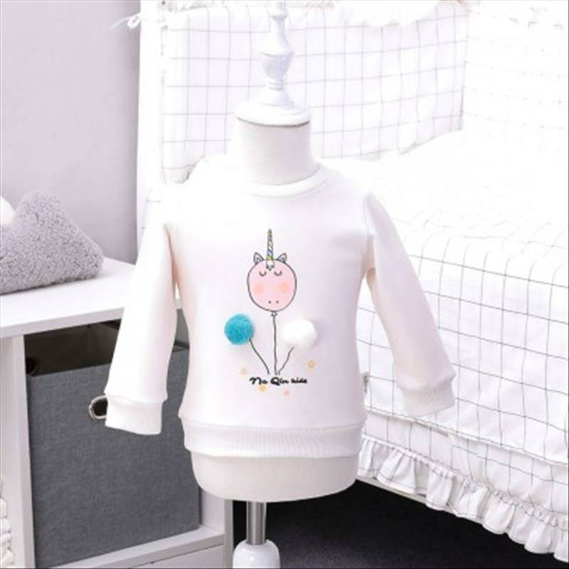 [2 pieces] Verantwortung bayi laki-laki dan perempuan kecil balon pullover ditambah sweater beludru putih + ikan gelembu