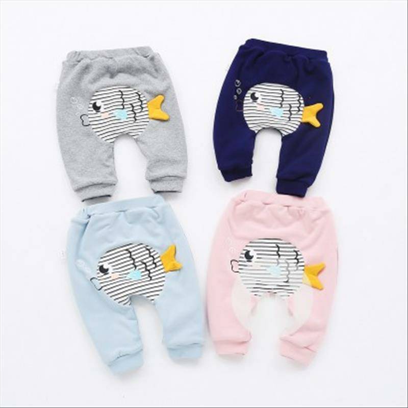 [2 pieces] Verantwortung bayi laki-laki dan perempuan kecil balon pullover ditambah sweater beludru putih + ikan gelembu