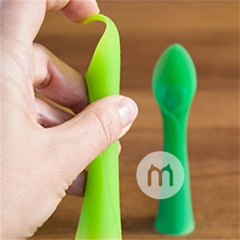 Olababy American Olababy Green Bud Meja Silikon Pelatihan Sendok Makan Sendok Versi Luar Negeri