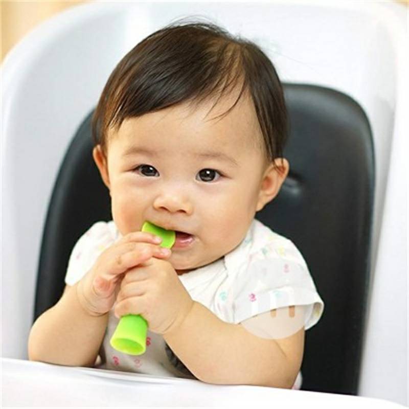 Olababy American Olababy Green Bud Meja Silikon Pelatihan Sendok Makan Sendok Versi Luar Negeri