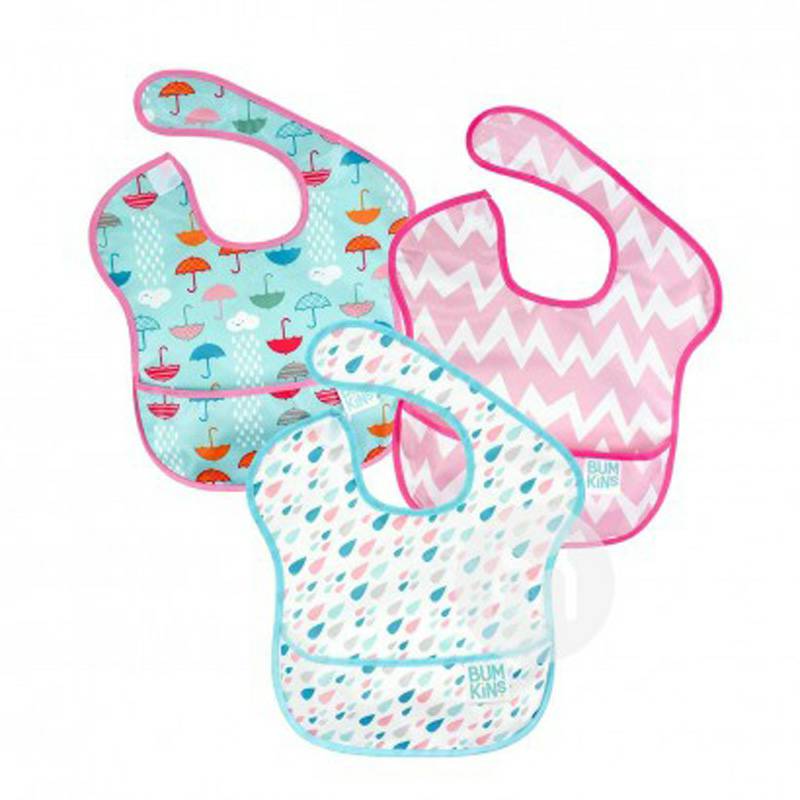 BUMKINS American BUMKINS bib tahan air bayi 3 buah versi luar negeri