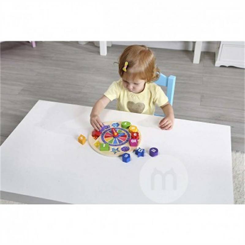 Tooky Toy Germany Tooky Toy mainan kayu bangunan blok jam versi luar negeri