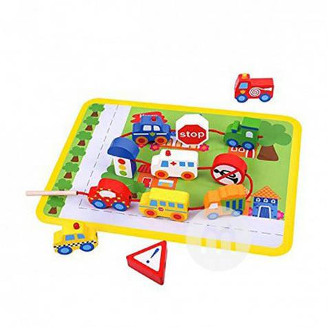Tooky Toy German Tooky Toy bayi puzzle lalu lintas yang sibuk manik-ma...