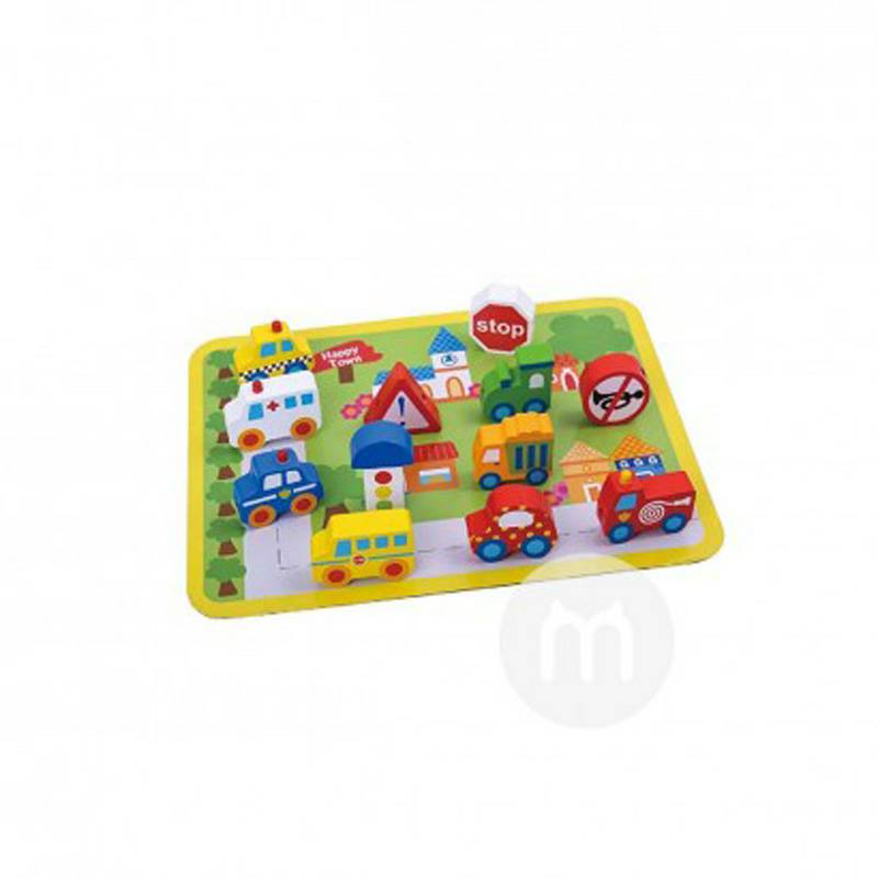 Tooky Toy German Tooky Toy bayi puzzle lalu lintas yang sibuk manik-manik versi luar negeri