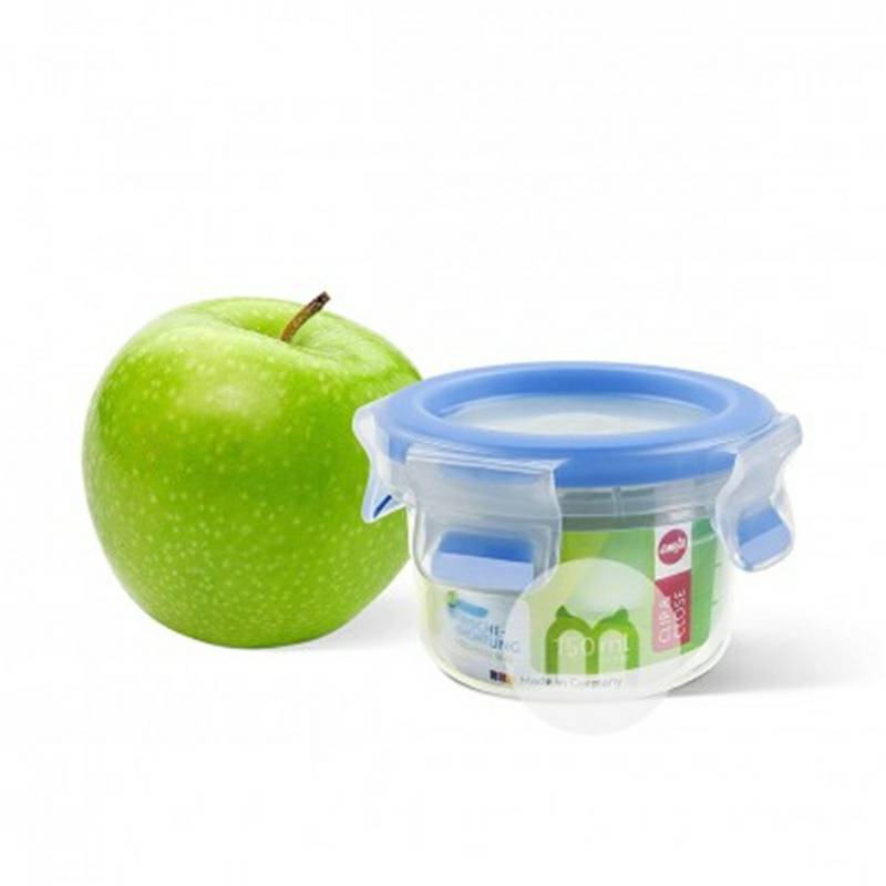 kotak makanan ringan plastik bundar EMSA Jerman dengan tutup 150ml versi luar negeri