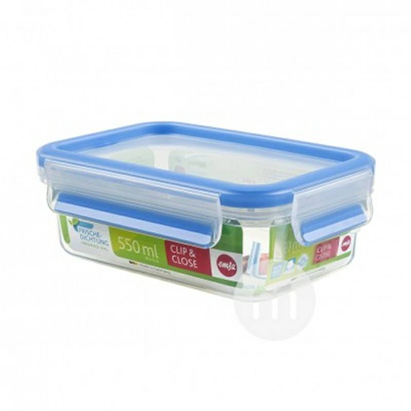 kotak makanan ringan plastik Jerman EMSA persegi dengan tutup 550ml versi luar negeri
