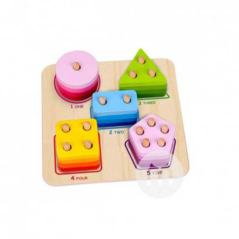 Tooky Toy Jerman Tooky Toy bayi lengan geometris kolom mainan pendidik...