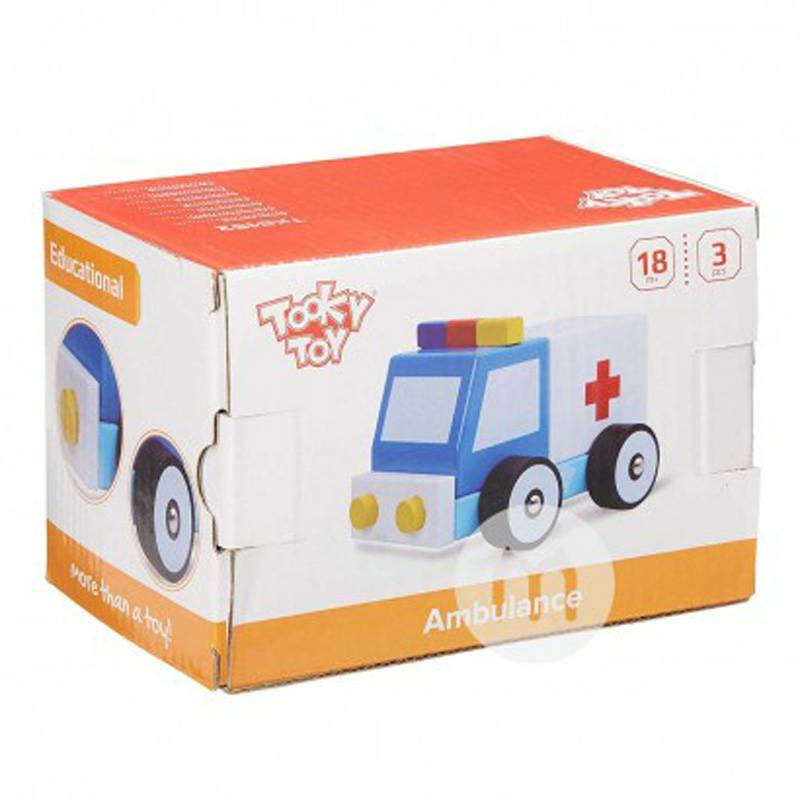 Mainan Tooky Jerman Tooky Mainan Bayi Ambulans Mainan Kayu Versi Luar Negeri