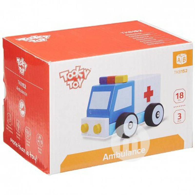 Mainan Tooky Jerman Tooky Mainan Bayi Ambulans Mainan Kayu Versi Luar Negeri
