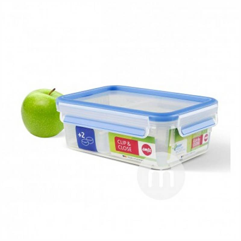 EMSA Jerman persegi kotak penyimpanan camilan plastik dengan tutup versi 1L di luar negeri