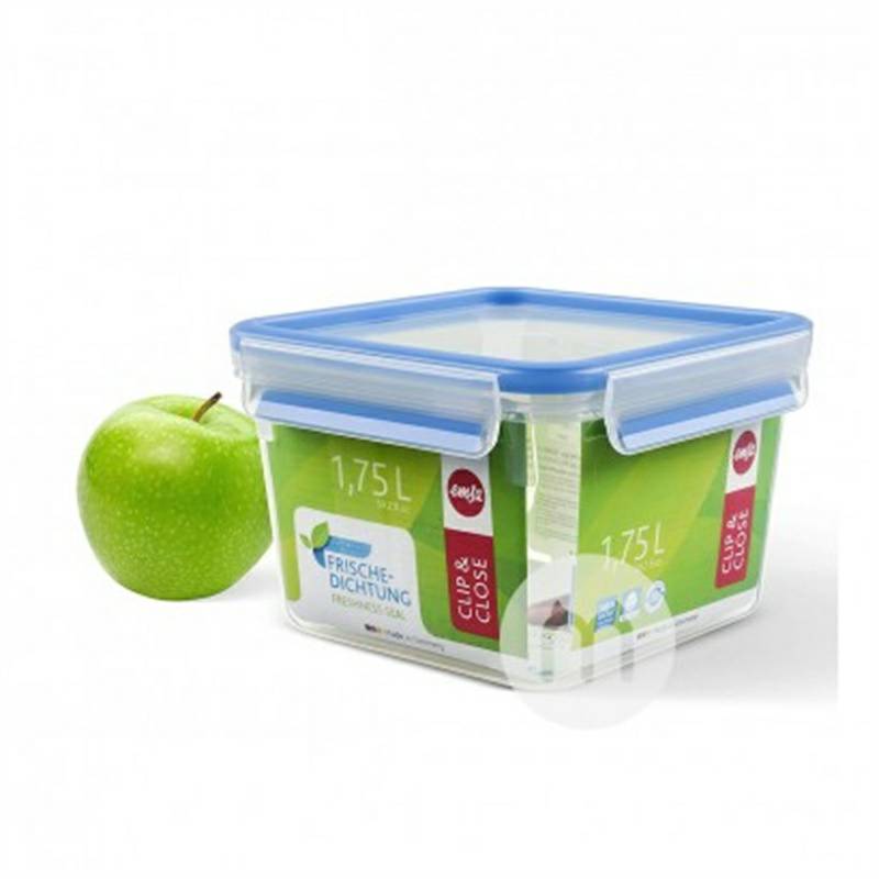 kotak makanan ringan plastik EMSA Jerman persegi dengan tutup dan kotak segar-menjaga versi 1.75L di luar negeri