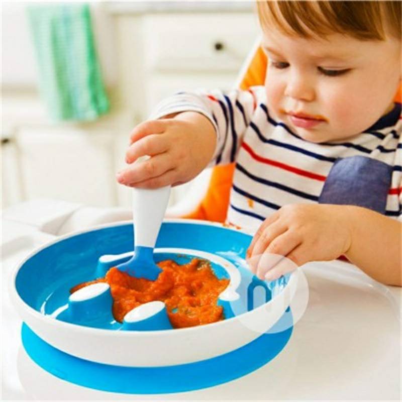 Munchkin Amerika bayi anak pelatihan piring makanan tambahan sendok set versi luar negeri