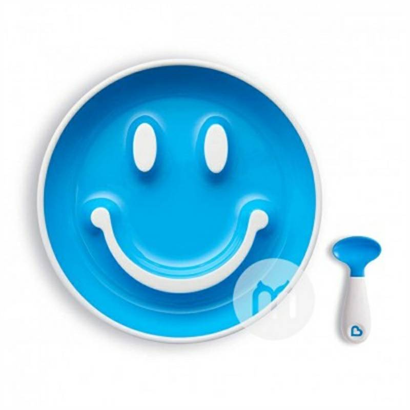 Munchkin Amerika bayi anak wajah tersenyum suplemen makanan piring pelatihan sendok set versi luar negeri