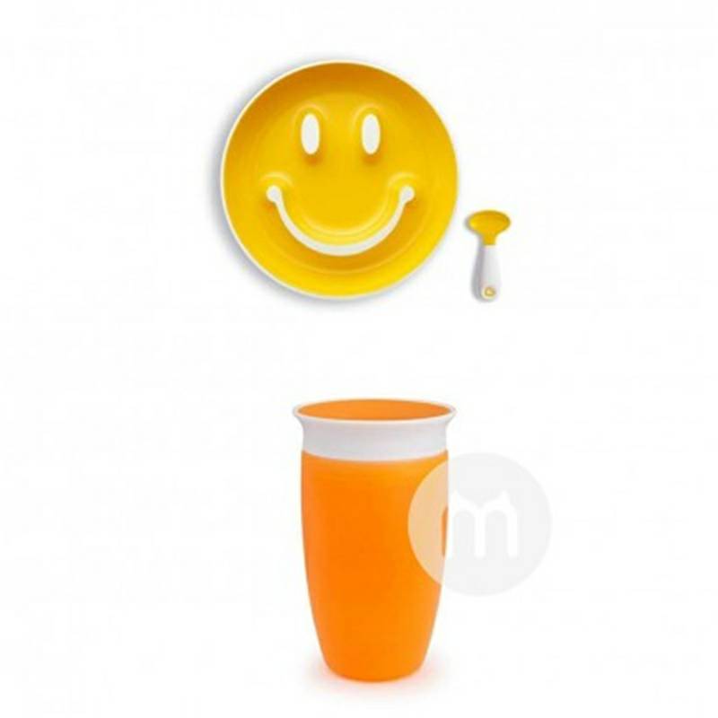 Munchkin Amerika bayi anak wajah tersenyum suplemen makanan piring pelatihan sendok set versi luar negeri