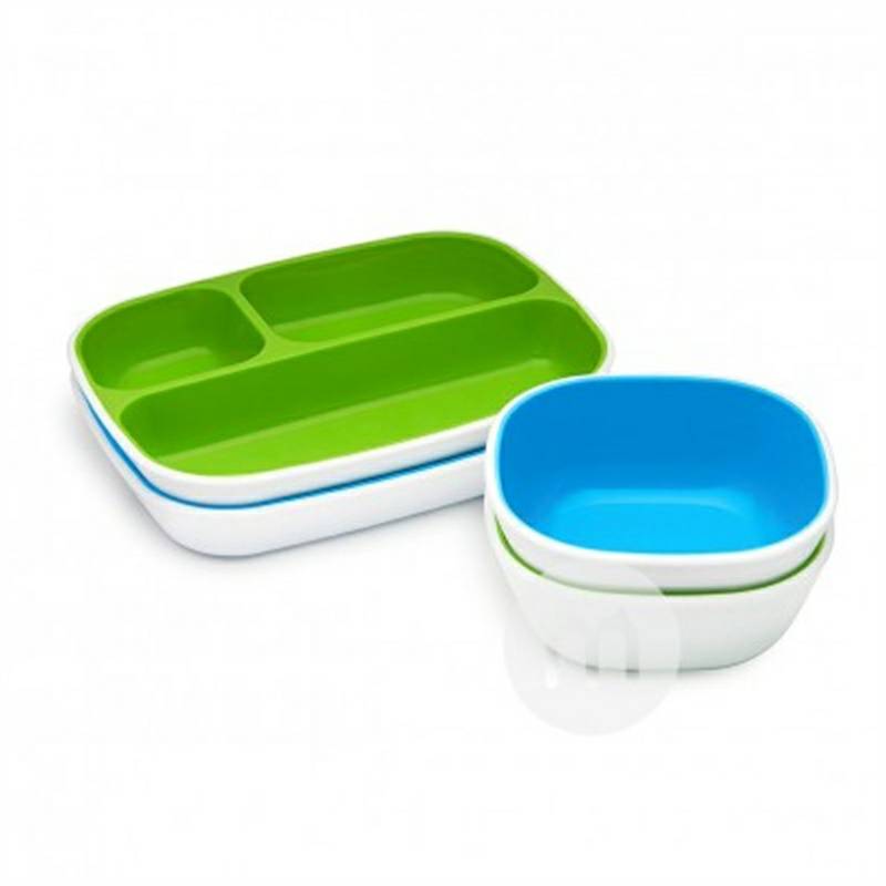 Munchkin American baby square mangkuk makan-piring tahan-air-mangkok sendiri set versi luar negeri