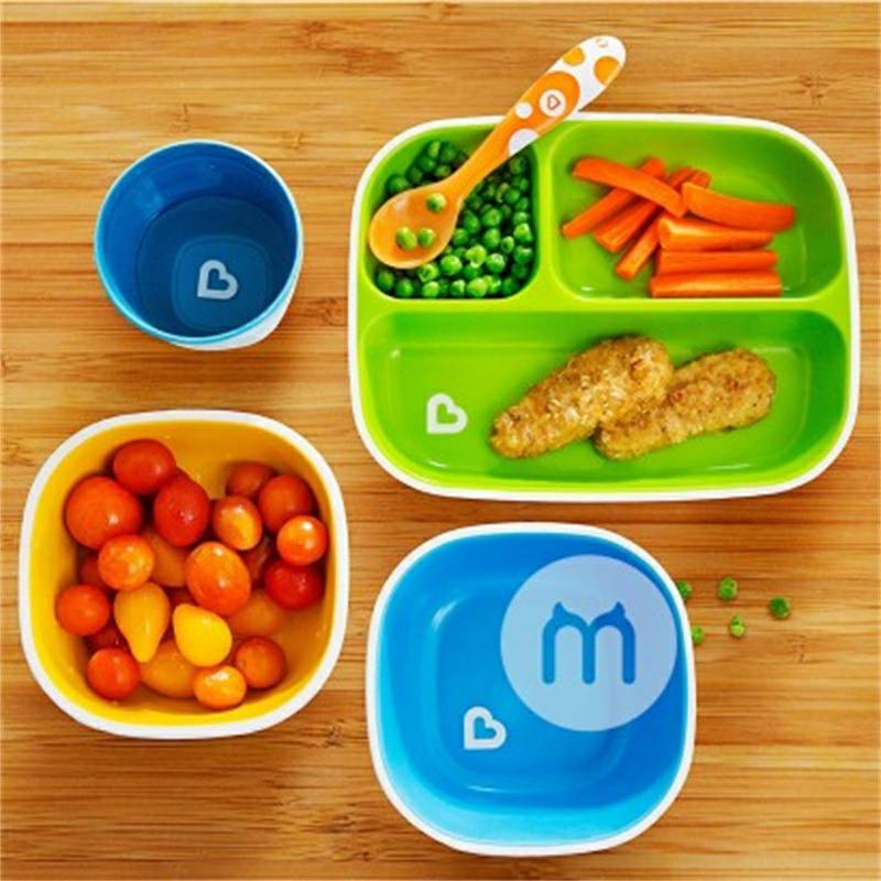 Munchkin American baby square mangkuk makan-piring tahan-air-mangkok sendiri set versi luar negeri