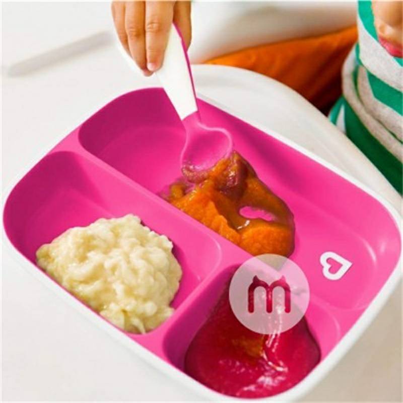 piring makan Munchkin American baby square self-feeding 2 paket versi luar negeri