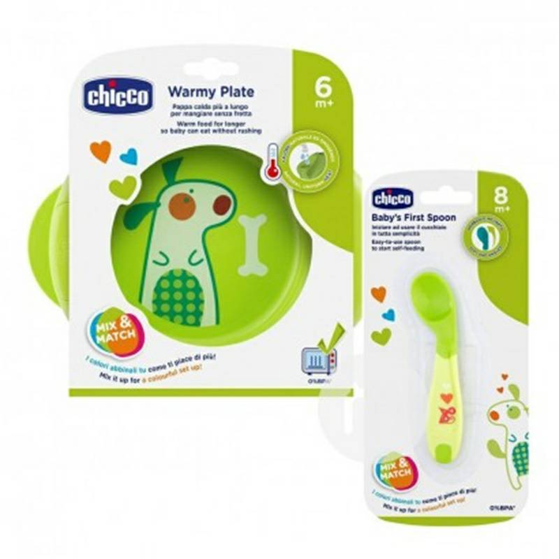 isolasi injeksi air Chicco anak-anak Italia non-slip sendok versi dua potong luar negeri