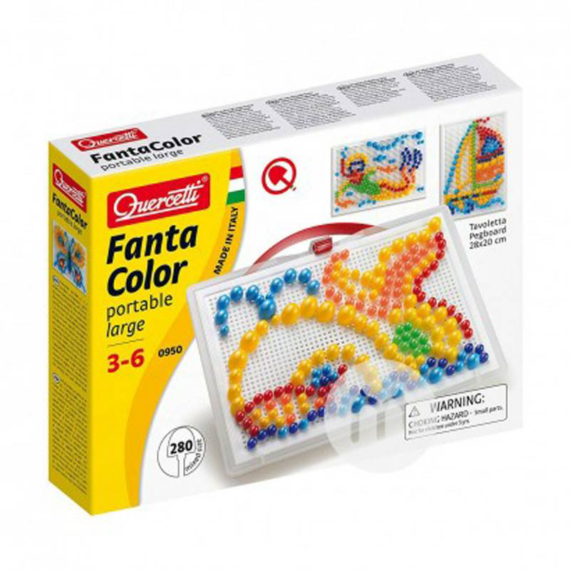 Quercetti Italian Mushroom Nail Puzzle Mainan Anak-anak dengan Keranjang Penyimpanan 0950 Versi Luar Negeri