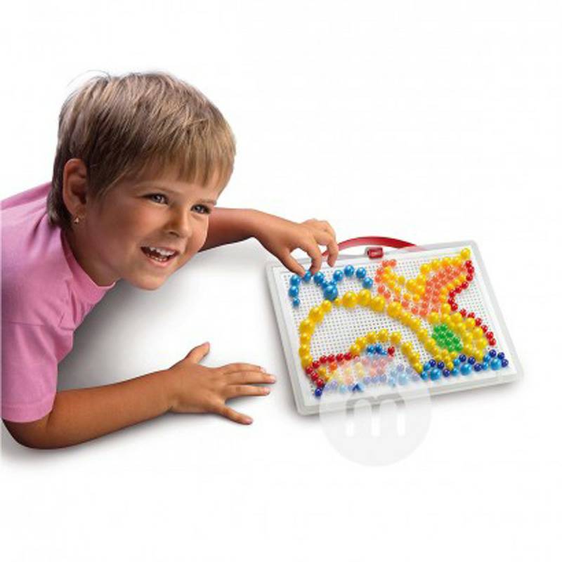 Quercetti Italian Mushroom Nail Puzzle Mainan Anak-anak dengan Keranjang Penyimpanan 0950 Versi Luar Negeri