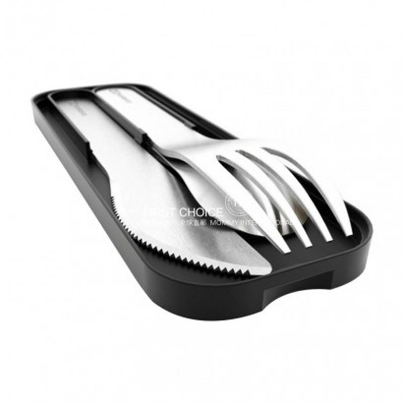 Monbento peralatan makan portabel tiga potong baja stainless Perancis edisi luar negeri 