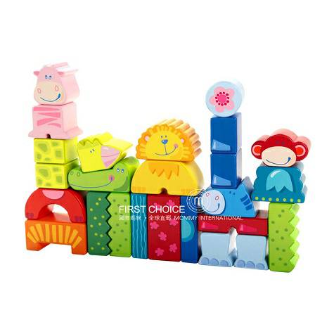 HABA Jerman Wooden Children s Building Block Zoo Overseas Edition