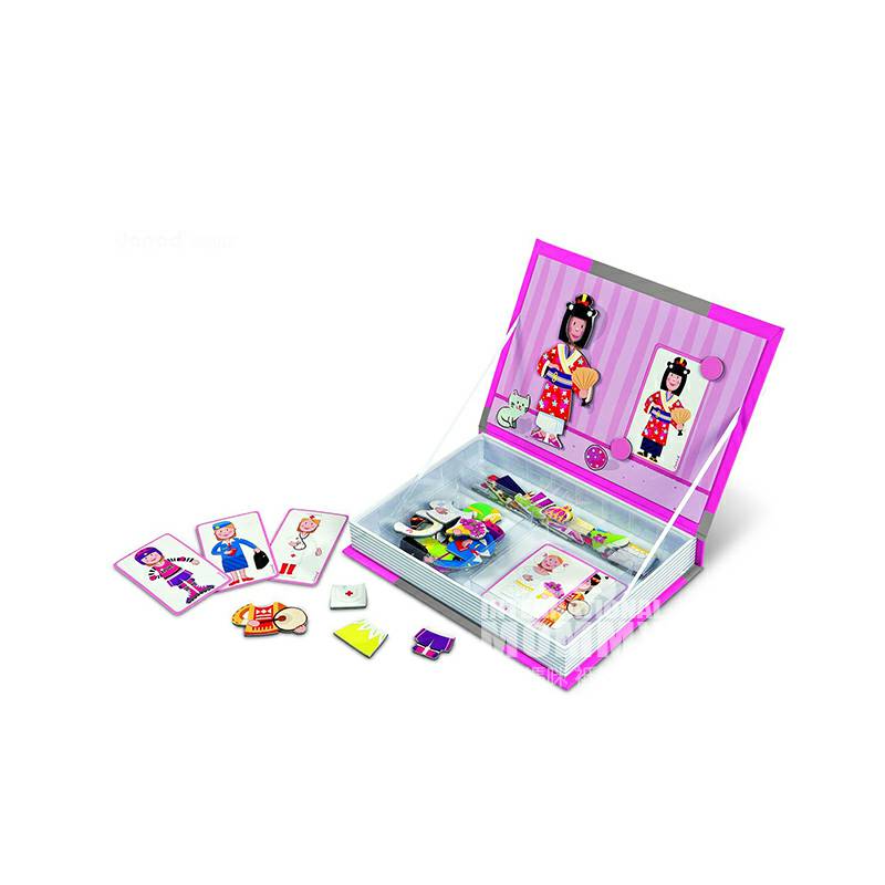 Janod kostum gadis Prancis dengan stiker magnet kotak ajaib versi luar negeri