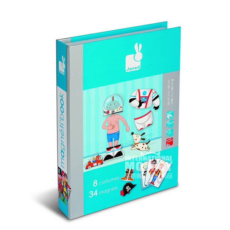 Janod kostum anak laki-laki Prancis dengan stiker magnet kotak ajaib versi luar negeri