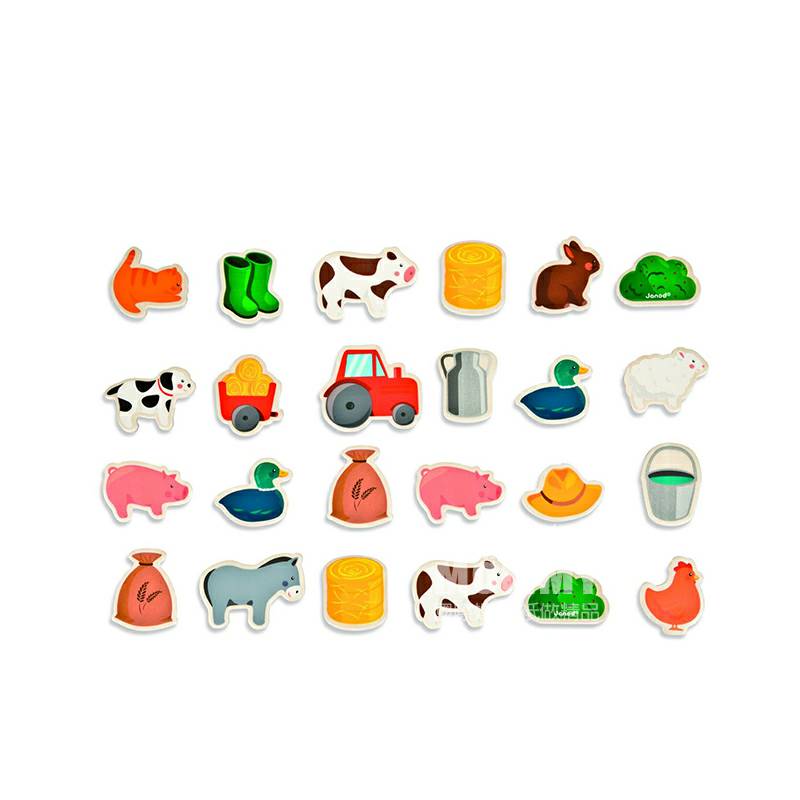 Janod French farm tema ubin kayu versi luar negeri